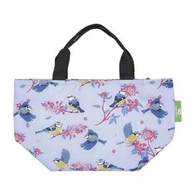 Image of ECO CHIC Lightweight Foldable Insulated Lunch Bag Water Resistant Cooler (Blue Tits Lilac)