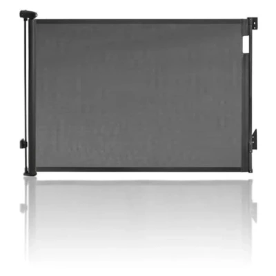 Image of Dreambaby Retractable Safety Stair Gates for Baby, Dog Gate, Extra Wide Mesh Baby Gate fits up to 140cm, Tall 90cm. 2x EZY Check Lock Indicators, Hardware Mounted (Black)
