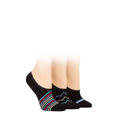 Image of Women&#039;s 3 Pair SOCKSHOP Wildfeet Half Cushioned Bamboo PED Socks Black 4 8 Ladies