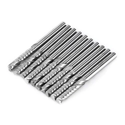 Image of End Mill Set 10Pcs 4mm Shank Single Flute Milling Cutter Bits Tungsten Carbide Spiral CNC Router Bit Rotary Burrs Sets for Wood Acrylic Cutting