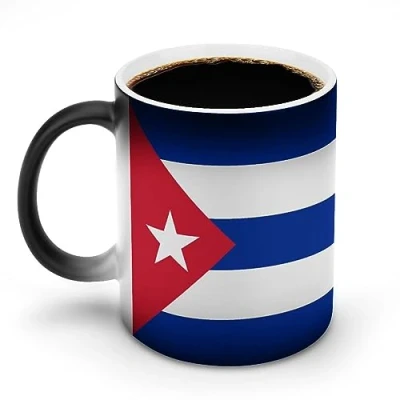 Image of Flag of Cuba Color Changing Coffee Mugs Heat Sensitive Ceramic Mug Tea Cup Unique Gifts