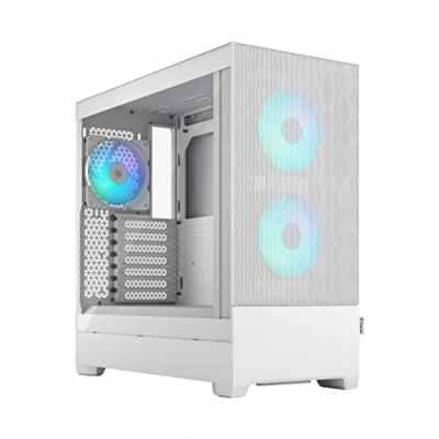 Image of Fractal Design Pop Air RGB White Tempered Glass Clear Tint Honeycomb Mesh Front TG side panel Three 120 mm Aspect 12 fans included ATX High Airflow Mid Tower PC Gaming Case