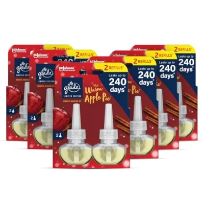 Image of Glade Plug in Air Freshener Refill, Electric Scented Oil Room Freshener, Warm Apple Pie, Pack of 6 Duos (12 x 20ml)