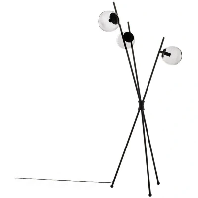 Image of Lucande Sotiana floor lamp, 3 glass globes, black