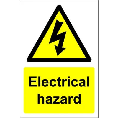 Image of Warning Electrical hazard safety sign Self adhesive sticker 150mm x 100mm