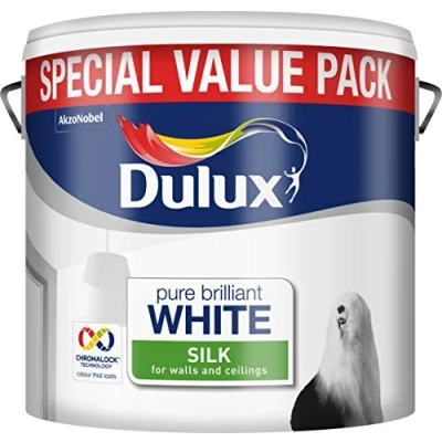 Image of Dulux 500007 6 Litre Smooth and Creamy Emulsion Paint for Use on Walls/Ceilings Pure Brilliant White
