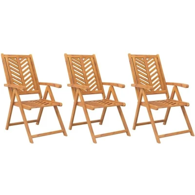 Image of vidaXL Reclining Garden Chairs 3 pcs Solid Wood Acacia