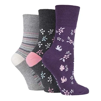 Image of Gentle Grip 6 Pairs of Cotton Rich Everday Ladies Non Elastic Socks Soft Top (4 8, SOLRH214)