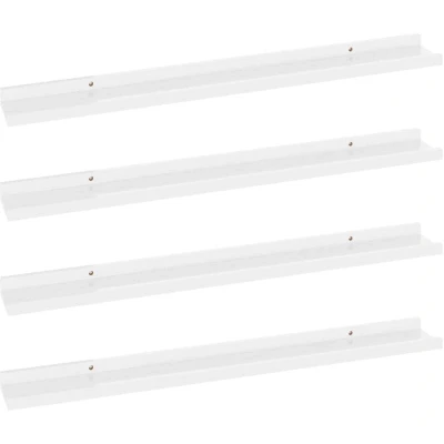 Image of vidaXL Wall Shelves 4 pcs High Gloss White 80x9x3 cm