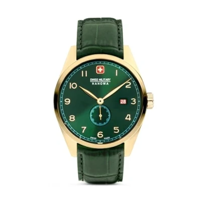 Image of Swiss Military Hanowa Men&#039;s Analog Quartz Watch with Leather Strap SMWGB0000710