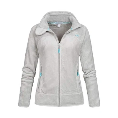 Image of Geographical Norway Upaline Lady Women&#039;s Fine Fleece Warm Zip Autumn Winter Spring Jacket Long Sleeve Sweater Fur Soft Outdoor Comfort (Light grey XL)
