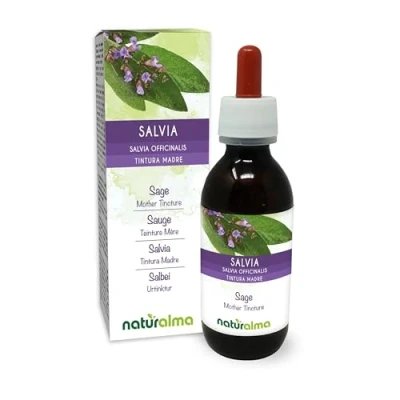 Image of Sage (Salvia officinalis) Leaves Alcohol Free Mother Tincture Naturalma Liquid Extract Drops 120 ml Food Supplement Vegan