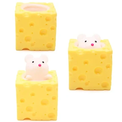 Image of Toyland® Mouse &#039;n&#039; Cheese Novelty Squeeze Toys Assorted Colours White
