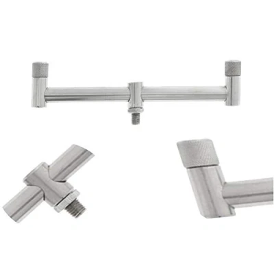 Image of NGT Buzz Bars 2 Rod Fixed 20CM Thick Short Stainless Steel Carp Fishing Buzzer Bar