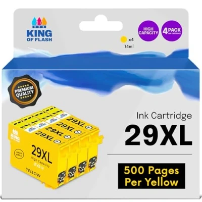 Image of KING OF FLASH Compatible 29XL Ink Cartridges For Epson Expression Home XP 235, 245, 332, 335, 342, 432, 435, 442, 445, 247, 345, XP455 High Capacity (4 Yellow)