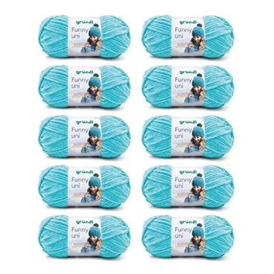 Image of Gründl Funny uni Knitting &amp; Crochet Yarn (Velvet Chenille 100% Polyester, 10 x 100g/120m, Needle Size: 5 6) Turquoise