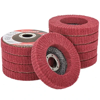 Image of NuoDunco 10Pcs 4.5&quot; x 7/8&quot; Nylon Fiber Flap Disc Polishing Grinding Wheel, Scouring Pad Buffing Abrasive Discs for Angle Grinder, Metal Surface Finishing 320 Grit