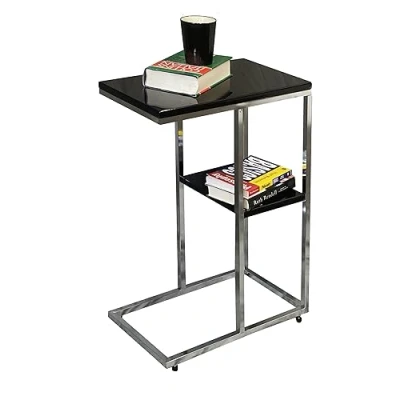 Image of ASPECT Bellini C Shaped Sofa Table With Shelf (Black)