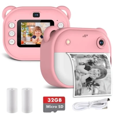 Image of Kids Camera Instant Print, 1080P Digital Camera, Childrens Cameras for Girls Boys, with 32GB Card and Printing Paper