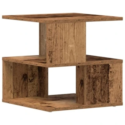 Image of vidaXL Side Table Square Rustic End 40x40x40 cm Indoor Wood Storage for Living Room/Lounge Area