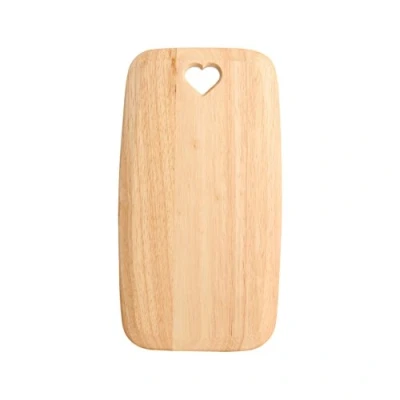 Image of T&amp;G 10881 Colonial Home Rectangular Chopping Board with Heart Cut Out in Hevea, Medium, 35 x 19 1.5 cm, Brown