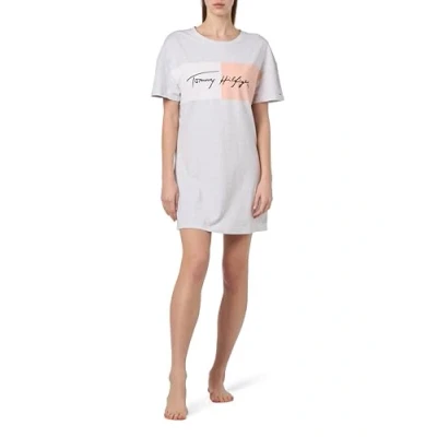 Image of Tommy Jeans Women Nightshirt Oversize Nightdress Stretch Cotton, Grey (Ice Heather), S
