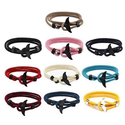 Image of JSGHGDF Unisex Handmade Whale Tail Rope String Bracelet Adjustable Beach Surfing Fashion Jewelry