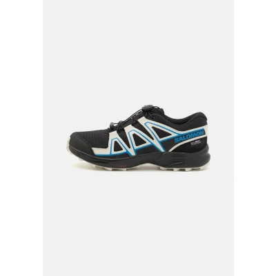 Image of Salomon Speedcross WP Unisex Hiking shoes for kids, Size: 11.5K, Black/vanilla ice/french blue Synthetics/textile