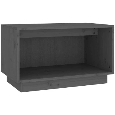 Image of vidaXL TV Cabinet in Sophisticated Grey Sturdy and Stable Frame, Made with Solid Pine Wood featuring Rustic Design, Ample Storage Space, Enhancing Room Decor Ideal for Living Room/Bedroom Use.