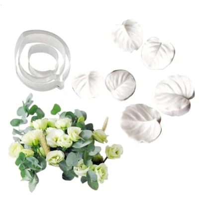 Image of Welink 9pcs/Set Eucalyptus Leaves Veiner Silicone Mold Petal Leaf Stainless Steel Cutter Sugarcraft Gumpaste Molds Handmade Fondant Flower Mould Cake Decorating Tool