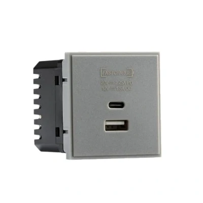 Image of KnightsBridge Dual USB charger A+C (18W QC / 45W PD) 50 x 50mmm grey