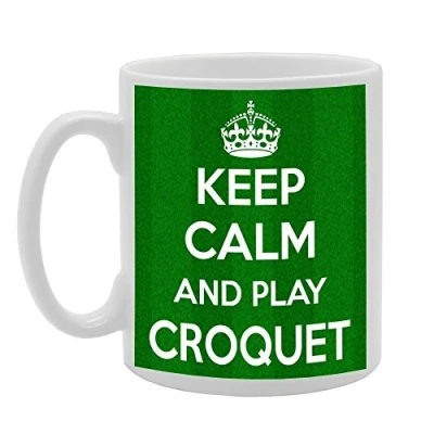 Image of Coralgraph Inc MG554 Keep Calm and Play Croquet Novelty Gift Printed Tea Coffee Ceramic Mug