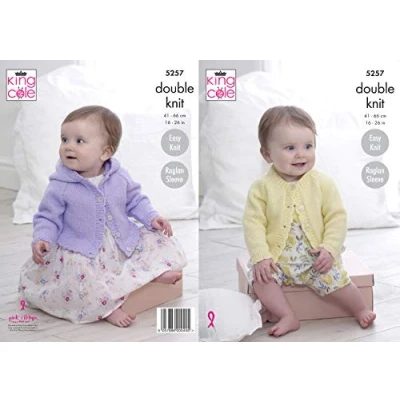 Image of King Cole 5257 Knitting Pattern Baby Girls Raglan Cardigans in Big Value DK