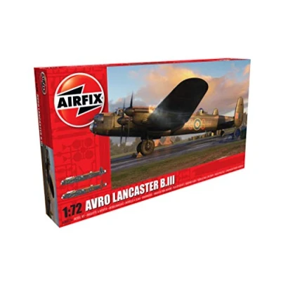Image of Airfix Model Set A08013A Avro Lancaster B.III Building Kit Plastic Plane Kits for Adults &amp; Children 8+, Includes Sprues Decals 1:72 Scale