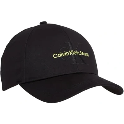 Image of Calvin Klein Women Baseball Cap Monogram, Black (Black/Sharp Green), One Size