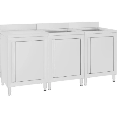 Image of vidaXL Commercial Kitchen Sink Cabinet 180x60x96 cm Stainless Steel