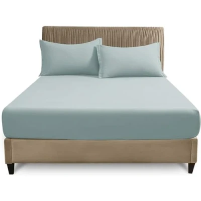 Image of GC GAVENO CAVAILIA Fitted Sheets (182 x 203 Cm) Plain Dyed Bedding Bedsheets Non Iron Superking Sheet Duck Egg