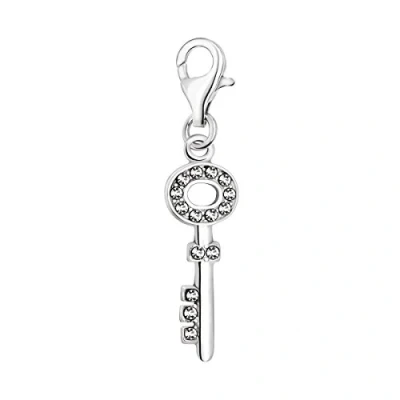 Image of Quiges 3D Key Clip On Charm Pendant with Cubic Zirconia Silver Plated Women&#039;s Jewellery