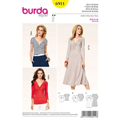 Image of Burda B6911 Shirt and Dress Sewing Pattern (19 x 13 cm) [English Language Not Guaranteed]