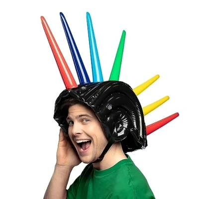 Image of Boland Spiked Helmet, Fancy Dress Accessory, Party, Blow Up, Party Supplies, Festival, Carnival, Adult, One Size (One Size)