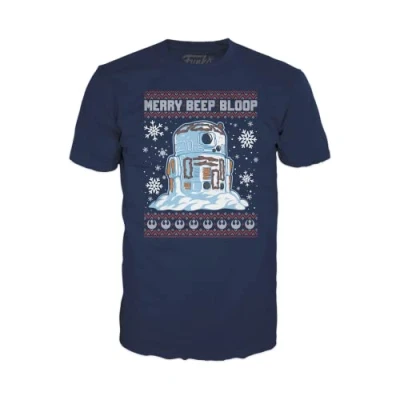 Image of Funko Boxed Tee: Tar Wars Holiday Snowman R2D2 Small (S) Star T Shirt Clothes Gift Idea Short Sleeve Top for Adults Unisex Men and Women Official Merchandise