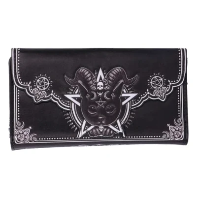 Image of Nemesis Now Pawzuph Embossed Purse 18.5cm, PU Leather, Black, Horned Cat Purse, Stylish and Practical, Multiple Slots for Cash Cards