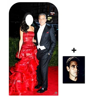 Image of Fan Pack George Clooney Celebrity Couple Stand In Lifesize Cardboard Cutout 2D Standup / Plus 20x25cm Photo