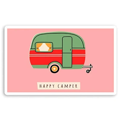 Image of 2 x 10cm Happy Camper Vinyl Stickers Caravan Positive Quote Sticker #29120