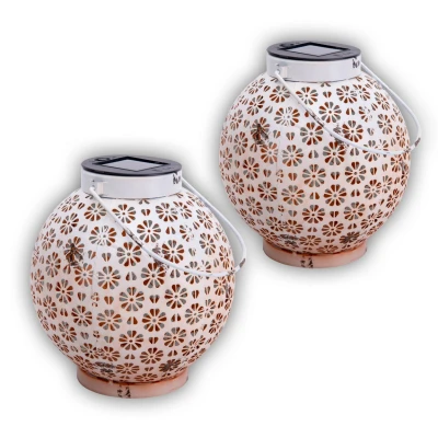 Image of Blumenmuster Set of 2 Solar Outdoor Lighting White Dawn to Dusk Sensor 3500K IP44