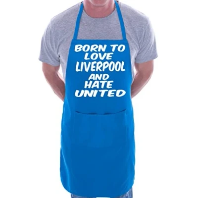 Image of Print4U Love Liverpool Hate Man Utd Football BBQ Cooking Funny Novelty Apron Blue