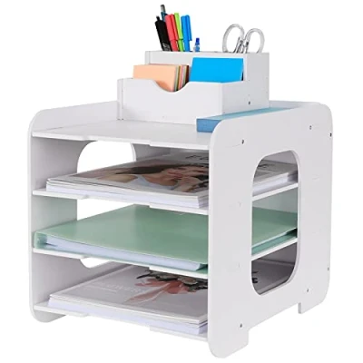 Image of Letter Tray Paper Organizer, Desk Tidy Organizer File Document Holder A4 Filing Trays for Home Office School (4 Tier)