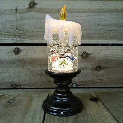 Image of Water LED Candlestick with Snowman Scene