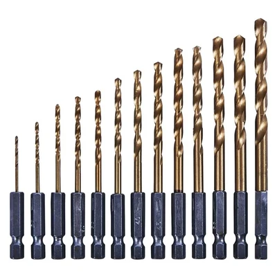 Image of Amtech 13 Piece 6.25mm (1/4&quot;) Titanium Coated High Speed Steel (Hss) Drill Bit Set