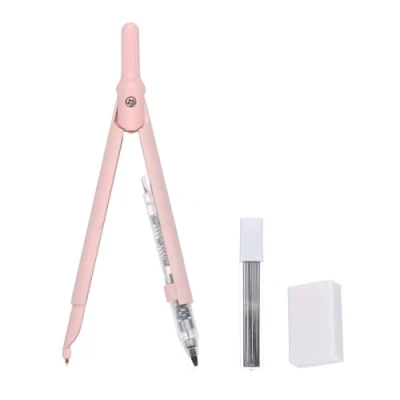 Image of M&amp;G Compass for Geometry, Metal with Extra Leads and Eraser Geometry Math Drafting Drawing Measuring Tools Classroom Office Supplies, Pink